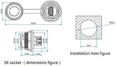CNLINKO USB 3.0 Connector, Type A Female, Panel Mount Receptacles Socket with 40 inches Cable, Outdoor Waterproof IP67, Data + Power, Industrial S...