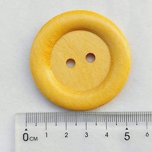 Chenkou Craft 20pcs Big Size 50mm 2" Round Wood Buttons 2 Holes Craft Sewing Button (Light brown)...