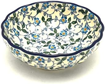 Polish Pottery Bowl - Shallow Scalloped - Small - Forget-Me-Knot...