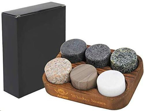 Whiskey Stones, Set of 6 Whiskey Chilling Stones, Reusable Ice Cubes, Whiskey Rocks - Perfect Whiskey Gifts for Men...