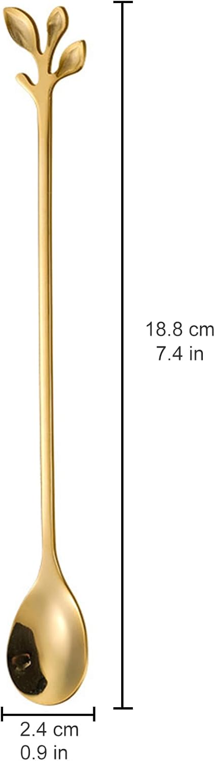 10 Pcs Long Handle Teaspoons, Gold Stainless Steel Stirring Coffee Spoons, Mixing Spoons Set For Ice Cream Cocktail (Gold)...