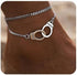 Boho Handcuffs Ankle Bracelet Silver Layered Anklet Chain Fashion Foot Jewelry Summer Beach for Women...