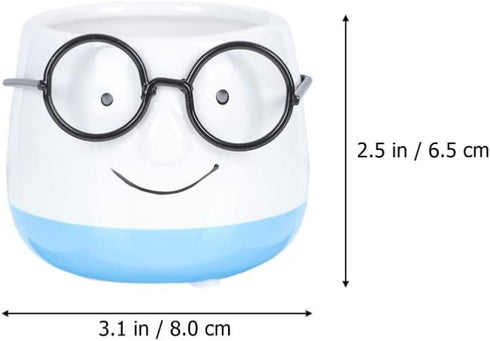 Indoor Planters 2pcs Planter Pot Eyeglasses Design Flower Pot Ceramic Nursery Floweprot Root Control Flower Container for Office Windowsill Outdoo...