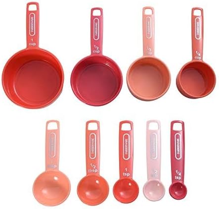 Farberware Measuring Cups and Spoons Set (9-Piece, Coral Ombre)...