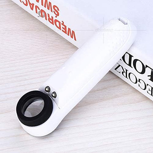 40X Handheld High Power Magnifier Magnifying Glass Jeweler Eye Jewelry Loupe with 2-LED Light Leather Case (White with Black)...