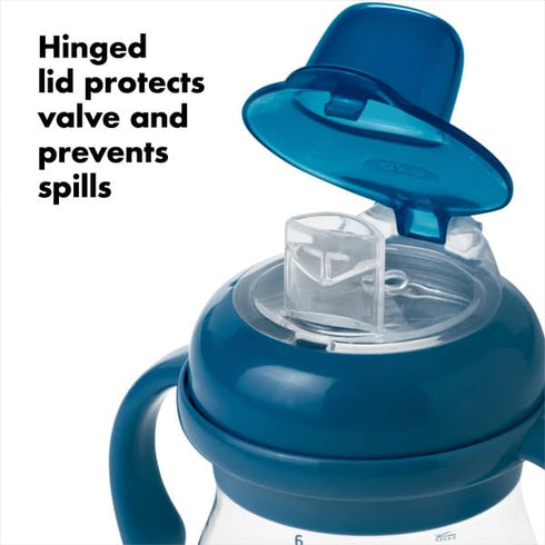 OXO Tot Transitions Soft Spout Sippy Cup with Removable Handles, Navy, 6 Ounce...