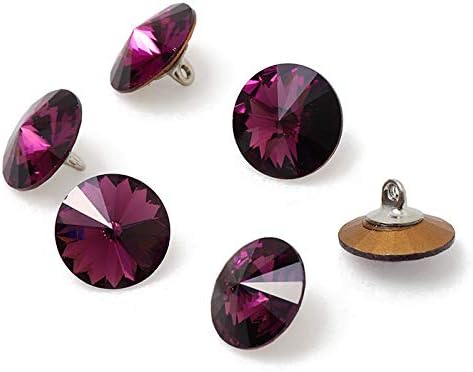 6-pcs 12mm Austria Crystal 1122 Rivoli Button with Shank, SW-1122BT (Amethyst)...