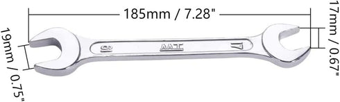 Utoolmart Double Open End Wrench, 185mm Length Metric Wrench, 17mm x 19mm Wrench Repairs Tool, 45# Carbon Steel, Chrome Plated...