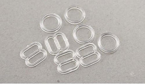 100Set Clear Plastic Invisible Lingerie Rings (8.5g) and Sliders (9g) Bra Bikini Rings (15mm)...