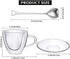 Patelai Heart Shaped Double Walled Glass Insulated Coffee Mug Clear Tea Cup 180 Ml, 6 oz Cappuccino Cup with Saucer and Heart Shaped Coffee Spoons...