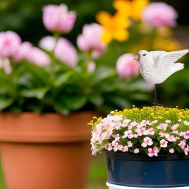 Carson 11.25" Mini Dove Pick - Decorative Garden Stake - Pigeon Yard Decoration - White Dove Pick for Patio - Gift for Gardeners - Small White Pig...