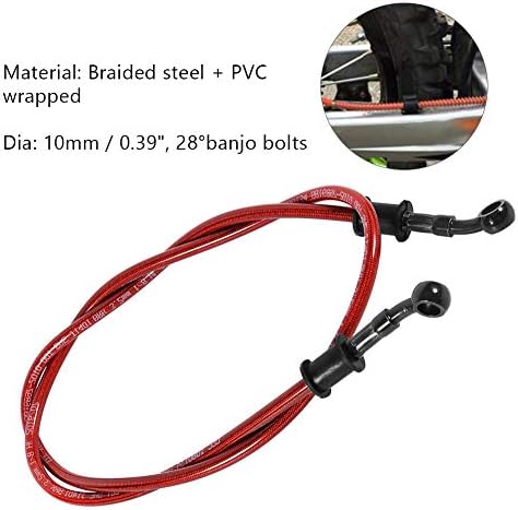 50cm - 200cm Motorcycle Braided Brake Line Oil Gas Pipe, Braided Steel Brake Clutch Oil Hoses Line Pipe(1200mm Red)...
