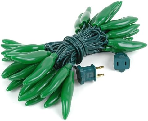 Novelty Lights 11FT Chili Pepper String Lights, 35 Lights Indoor/Outdoor Connectable Mini Light Set, Green...
