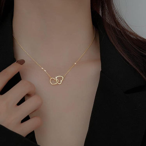Minimalist Love Chokers Necklace 18k Double Ring Buckle Pendant Choker Necklace...