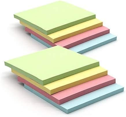 Emraw Sticky Notes Stick It Stickies, Plain Small 3" x 3" Square Pastel Watercolor Removable Self Stick On Note Memo Pad for Office, Home, School ...
