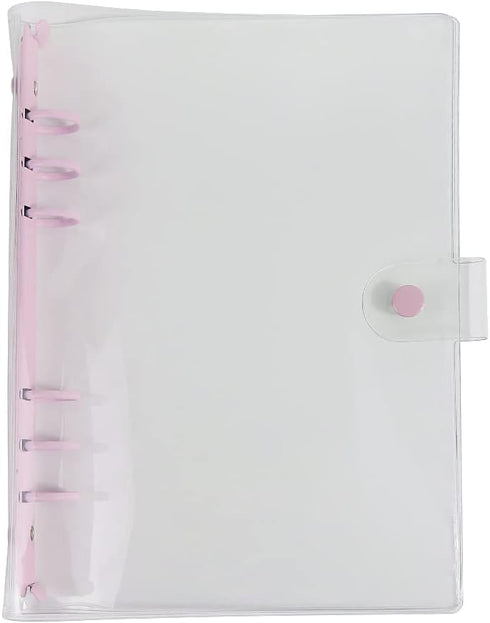 A5 Clear PVC Binder Cover 6 Pink Round Ring Binders Dia 20mm Snap Closure Sealing Edge Notebook Shell File Folders Album Binders...