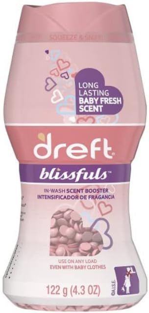 Dreft Blissfuls Laundry Scent Booster Beads for Washer, Baby Fresh Scent, 4.3 Ounces (2 PACK)...