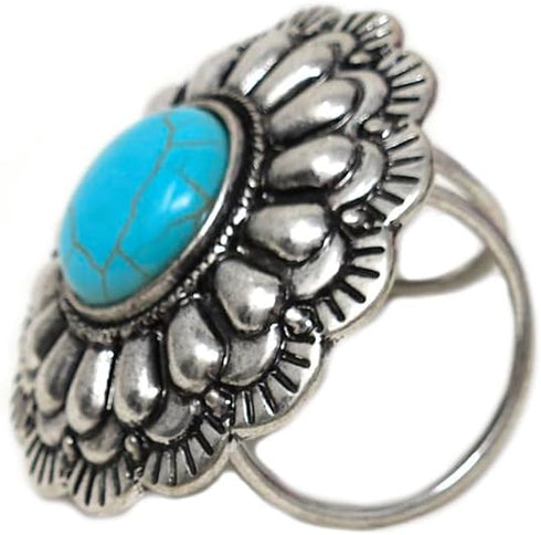 Western Concho Scarf Slide Western Ring 24MM Boho (Turquoise)...