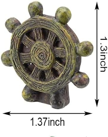 Helm of A Ship Garden Accessories Miniature Garden Bridge Figurines Garden Decor Mini Lighthouse Water Well Mini Figurines Ornament for Micro Land...