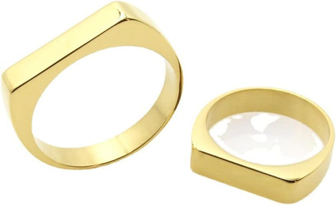 Fuqimanman2020 Classical 316L Stainless Steel Square Signet Band Ring Plain Gold Plated Geometric Stacking for Women Men Couple Minimalist Wedding...