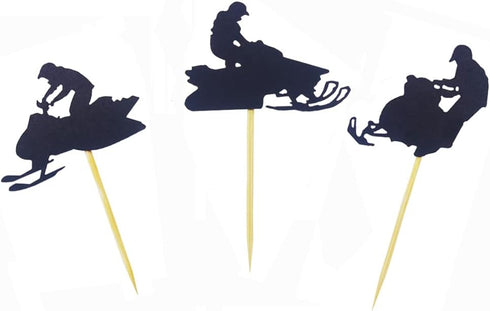 Morndew 24 PCS Snowmobile Cupcake Toppers for Sport Party Baby Shower Birthday Party Wedding Party Decorations...