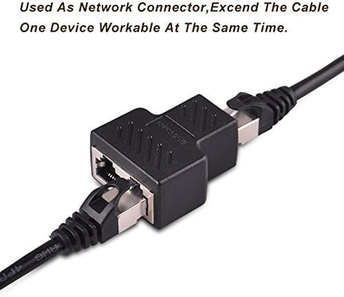 RJ45 Splitter Connectors Adapter 1 to 2 Ethernet Coupler Double Socket HUB Interface Contact Modular Plug Connect Network LAN Internet Cat5 Cat62 ...