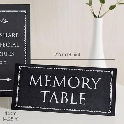 ANGEL & DOVE Set of 2 Black Funeral Memory Table Signs - for Condolence Book, Memorial, Celebration of Life...