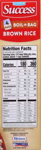 Success Boil-in-Bag Rice, Brown Rice, Quick and Easy Rice Meals, 14-Ounce Box...