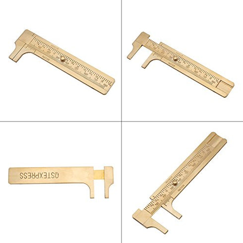 Gauge Vernier Pocket Caliper Handy Brass Sliding Gauge Brass Vernier Caliper Ruler Measuring Tool Double Scales mm/inch Mini Bead Wire Jewelry Mea...