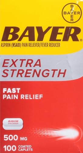 Bayer Extra Strength Aspirin 500 mg, Pain Reliever and Fever Reducer, Powerful Pain Relief of Headache, Muscle Pain, Minor Arthritis Pain, Back Ac...