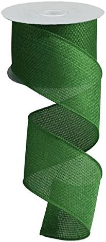 Cross Royal Burlap Wired Edge Ribbon - 2.5" x 10 Yards (Emerald Green)...