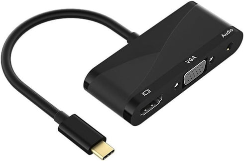 Replacement 3 in 1 USBC to HDMI VGA 3.5 Audio Docking Hub 1 in 2 Out Compatible Laptop Host Mac TYPEC External HDMI TV Monitor Projector Cable Con...