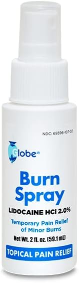 Globe Burn Spray, Lidocaine 2%. Topical Anesthetic Pain Relief and Numbing 2 oz Spray Bottle...