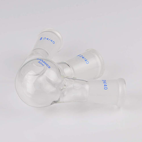 Glass 50ml 3 Neck Round Bottom Flask RBF, with 24/40 Center and Side Standard Taper Outer Joint, 50ml...