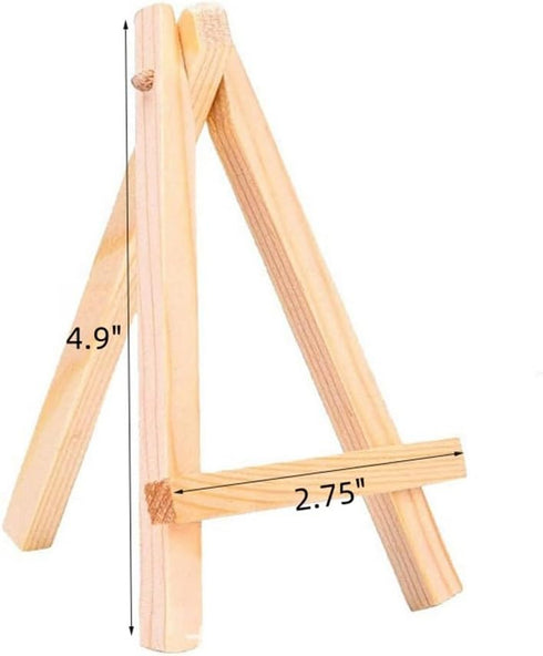 5 Pack 4.9" Mini Wood Display Easel, Natural Wooden Tripod Holder Stand for Displaying Small Canvases, Business Cards, Photos...