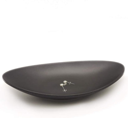 Black Key Ring Dish Jewelry Tray Key Tray Organizer,Dresser Decor entryway Key Dish Decorative Trinket Dish Housewarming Gift 7inch (Oval)...