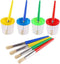 DIYASY 4 Pcs Kids No Spill Paint Cups and 4 Round Paint Brushes 4 Colors Spill Proof Paint Cups for Children’ Art Class and Home....