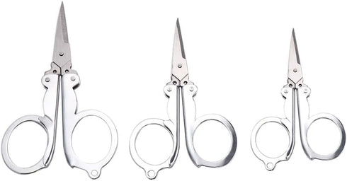 Silver Folding Scissors Office Supplies Embroidery Foldable Pocket Stainless Steel Mini Fishing Scissors Handmade Crafts Scissors Cutting and Meas...