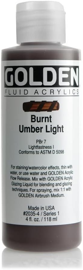 Golden Fluid Acrylic, 4 ounce bottle, Burnt Umber Light (2035-4)...