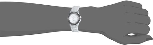 Lancardo White Dial Silver Rhinestones Round Watch with Textured Resin Strap for Women Silica Gel Band Watch for Mother's Day...