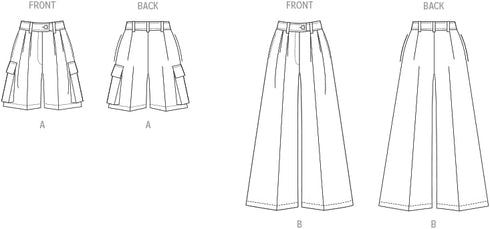 Vogue Misses' Wide-leg Pleated Shorts and Pants Sewing Pattern Packet, Design Code V1958, Sizes 16-18-20-22-24...