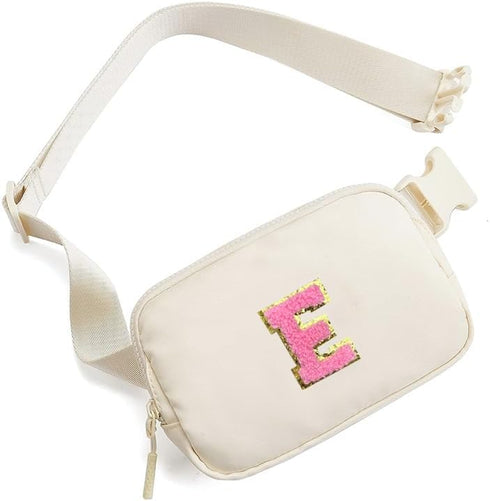 Personalized Initial Fanny Pack Belt Bag for Teen Girls - woman fanny pack,Bracelet, Keychain & Sunglasses (E)...