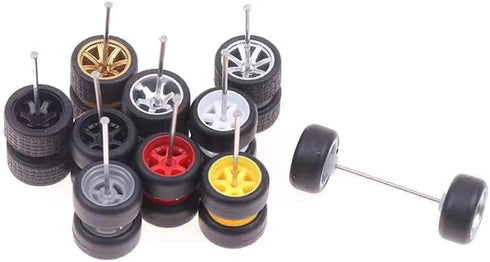 Sliver Wheels Rims Tires Set Alloy 1:64 Wheels,Scale Alloy Wheels Rubber Tires,Model Alloy and Accessories Tires Wheel Rubber...