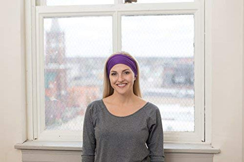 RiptGear Stretch Sport Headband for Women (Solid Purple) — Made of Non-Slip Sweat Wicking Fabric — Great for Yoga, Running or The Gym — Soft Headb...