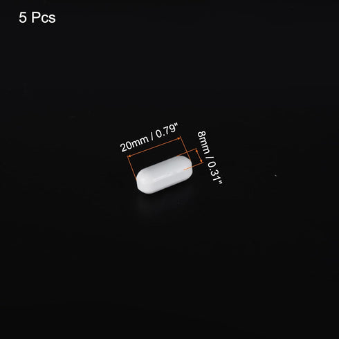 MECCANIXITY Magnetic Stirrer Mixer Stir Bar Rod 20mm(0.79") x8mm Cylinder Shape PTFE Coating Magnet White for Laboratory 5Pcs...