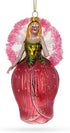 Enchanting Fairy in a Rose Dress Glass Christmas Ornament...