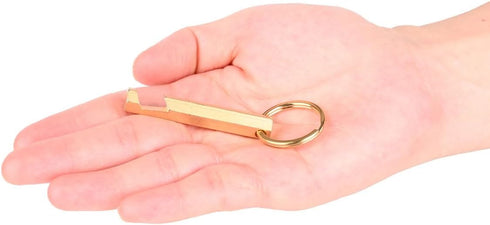 2PCS Solid Brass Keychain Beer Bottle Opener with Brass Key Rings Handcrafted in Brass Copper,?KPQ-502L?, small, Gold...