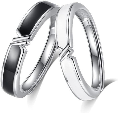 2 Pcs Sun Moon Matching Rings Set Couple Friendship Lover Open Adjustable Rings Minimalist Heart Engagement Wedding Bands Simple Multi-Style Jewel...
