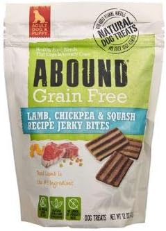 Abound Grain Free Natural Lamb, Chickpea & Squash Jerky Bites Dog Treats - 12 Oz Bag...