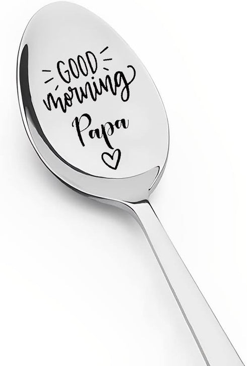 Papa Spoon Gifts from Grandkids Grandchildren, Good Morning Papa Spoons for Grandpa Grandather Father's Day Birthday Gift for Granddad Granddaddy ...
